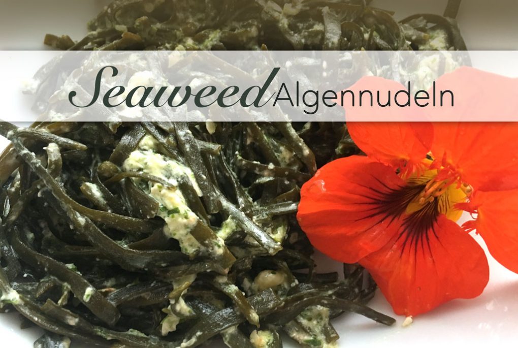 Seamore Seeweed Algen zum essen wie Spaghetti mit selbstgemachtem Pesto
